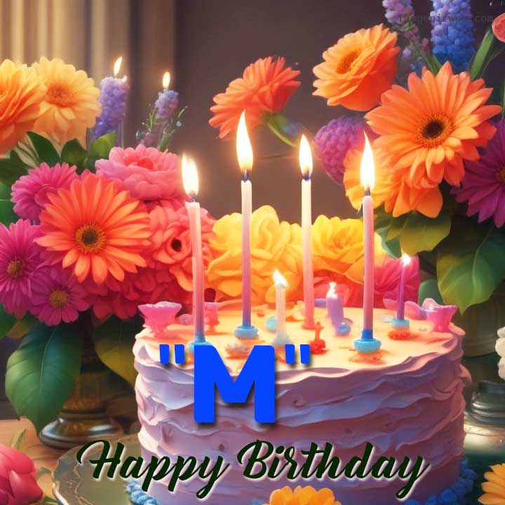 M alphabet happy birthday wishes pic