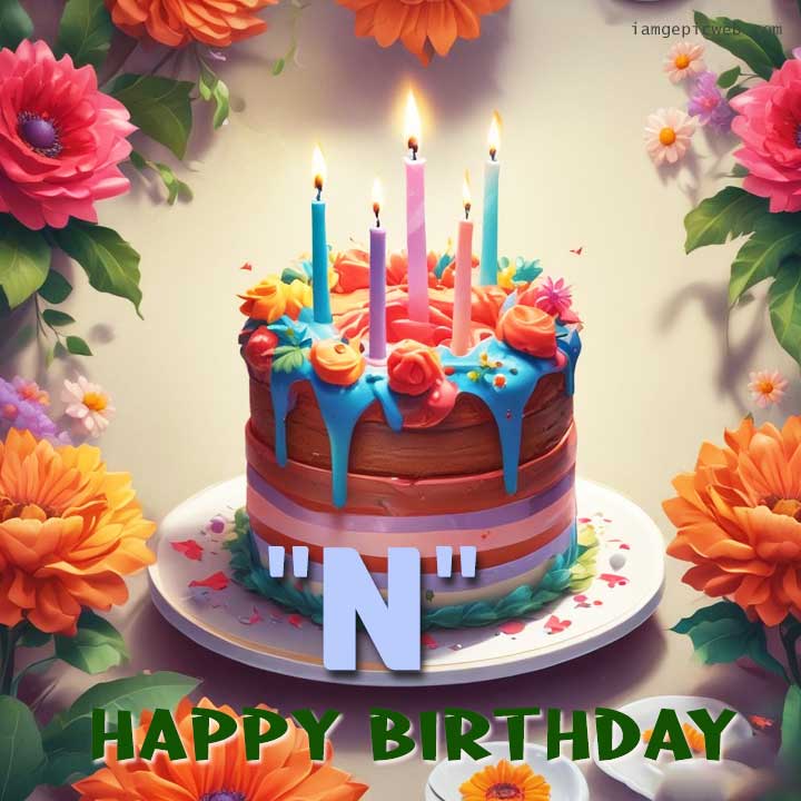 N letter happy birthday wishes pic