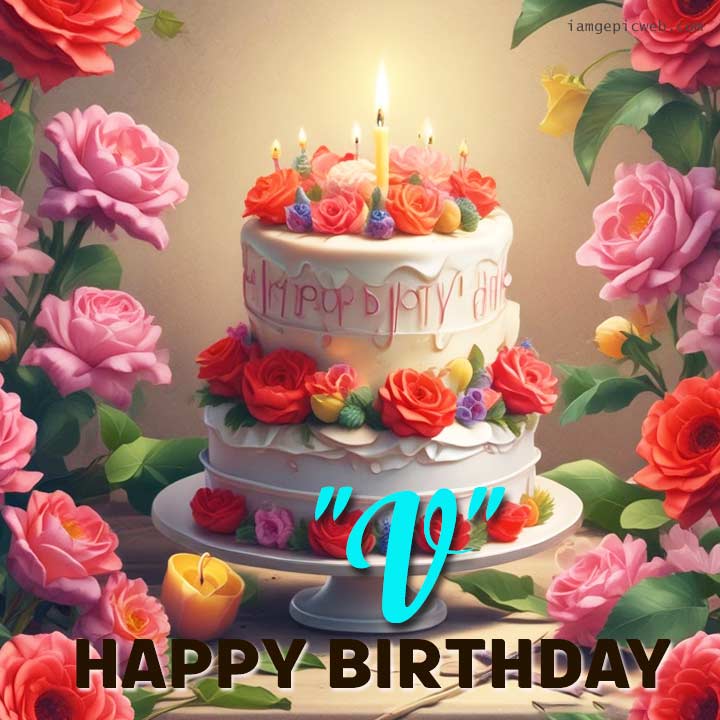 V letter birthday wishes Wallpaper