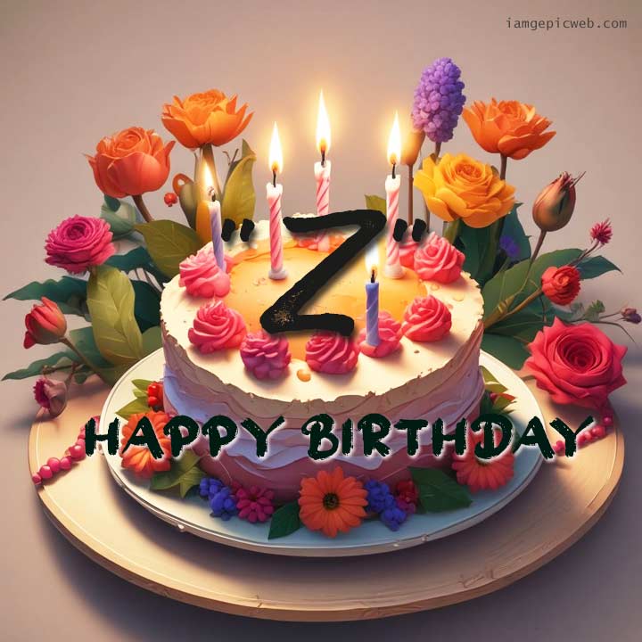 Z letter happy birthday drawing